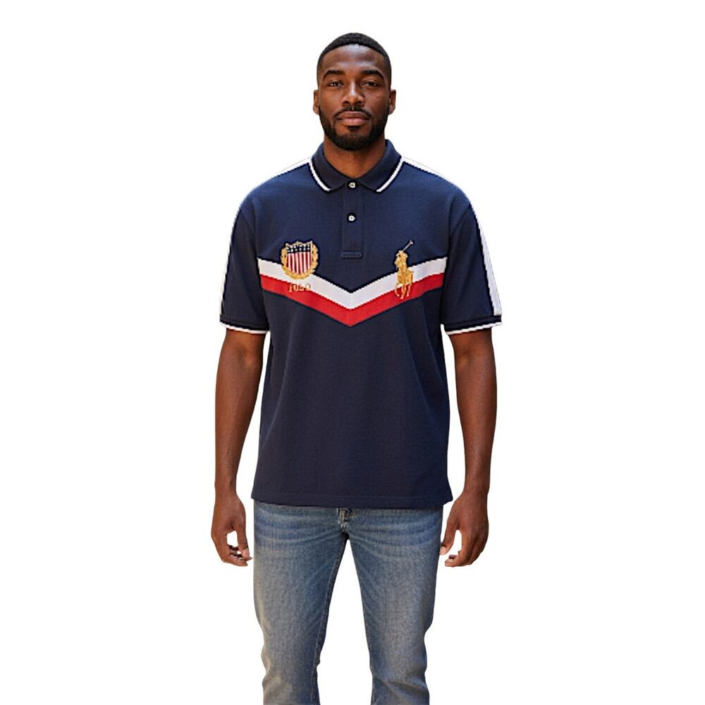 Polo Ralph Lauren Classic French Navy Blue XLT Large 4" Pony Crest Flag Luxury